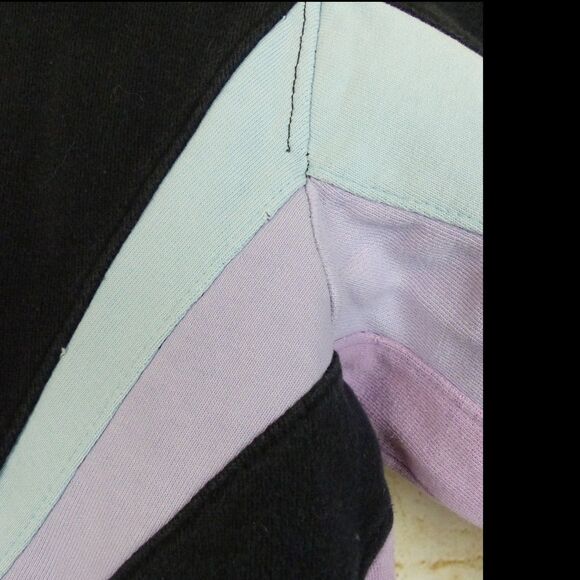 Hypland Sweatshirt Mens S Black Pastel Color Block Panels Pockets Crewneck 90s - Picture 13 of 15